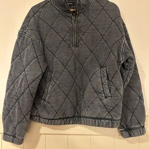 Forever 21 Charcoal Quilted Jacket oversized 1/4 zip